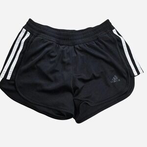 Adidas Climalite Shorts Womens XS Black White 3 Stripe Mesh Running Athletic